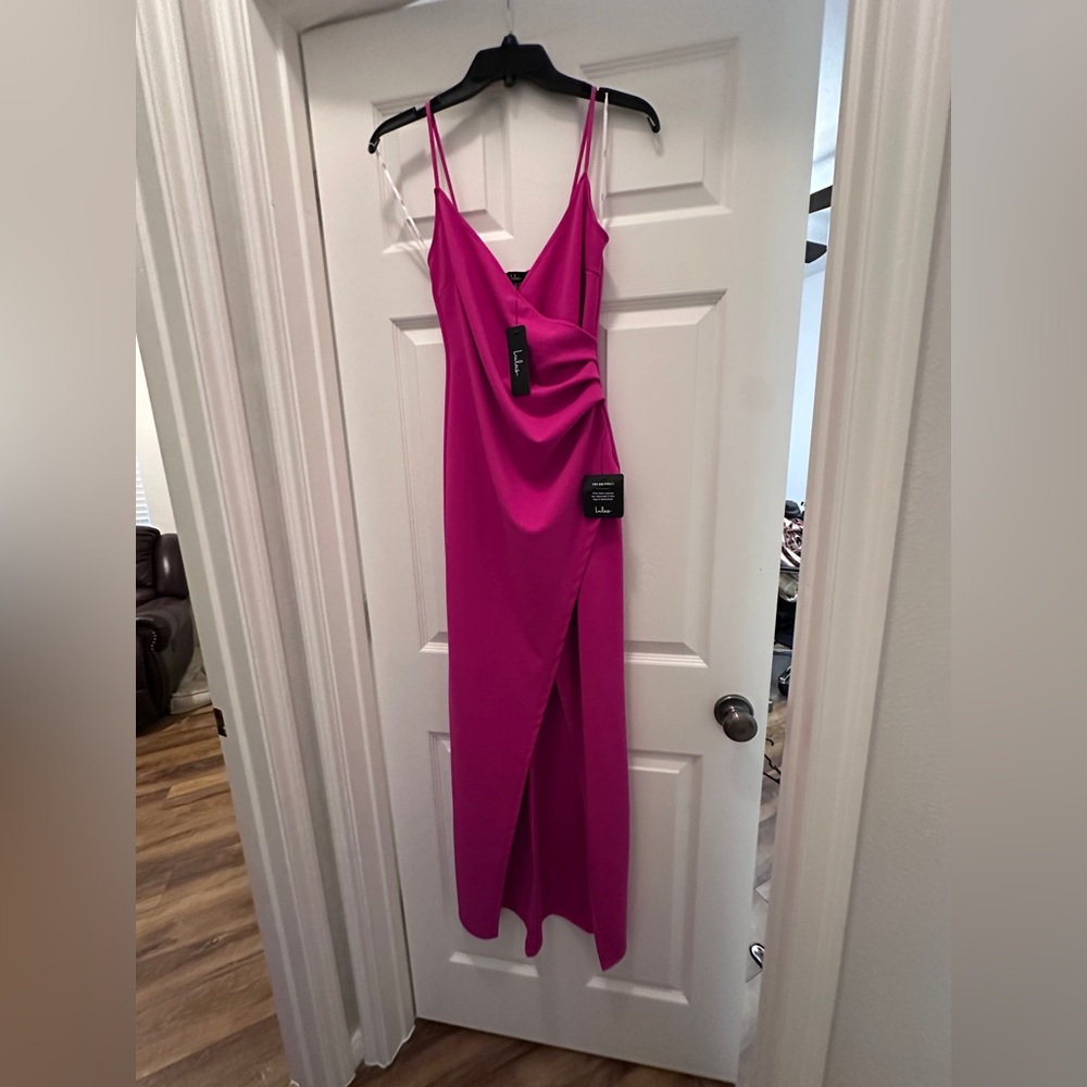 NWT Lulu’s hot pink floor length dress